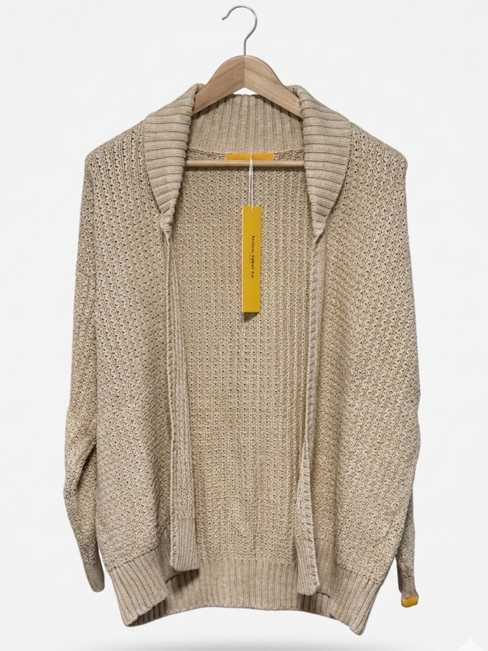 Yellow The Label Co. Amalfi Cardigan Honey Beige Small NWT Chunky Knit